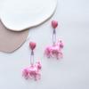 Charm Horse Heart Earrings Long Dangle Earrings Resin Texture Sweet Style Earrings for a Distinctive Fashion Statement