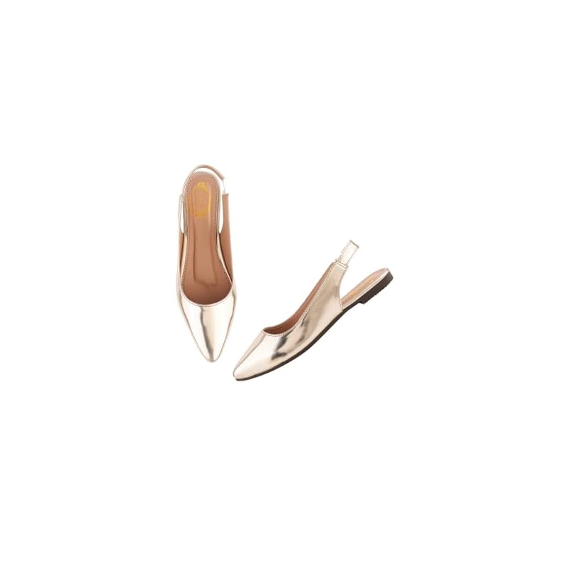Shoetopia Women S Block Heel Ballet Flats 9 UK золотистый
