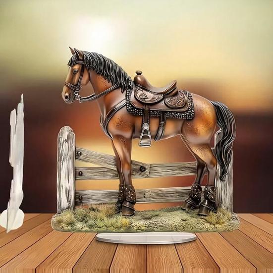 Acrylic Horse Sign Tabletop Decoration 2D Flat Desktop Ornament for Home Office Living Room Shelf Fireplace