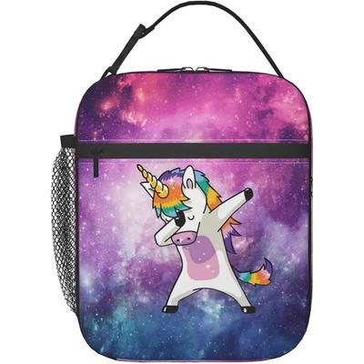 Lancheira Bolsa Térmica para Almoço para Mulheres Homens Unicórnio Roxo Reutilizável Sacolas Tote Cooler para Trabalho Piquenique Ao Ar Livre