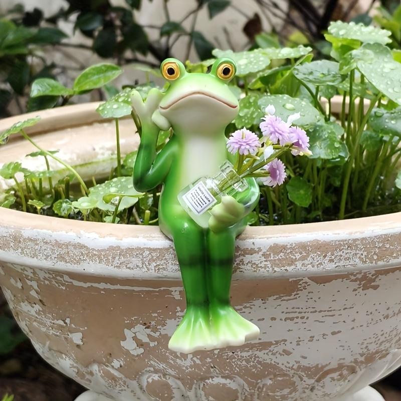 Frog Ornament Hanging Flower Pot Standing Frog Figurines Ornaments Decor for Outdoor Balcony Garden Decoration