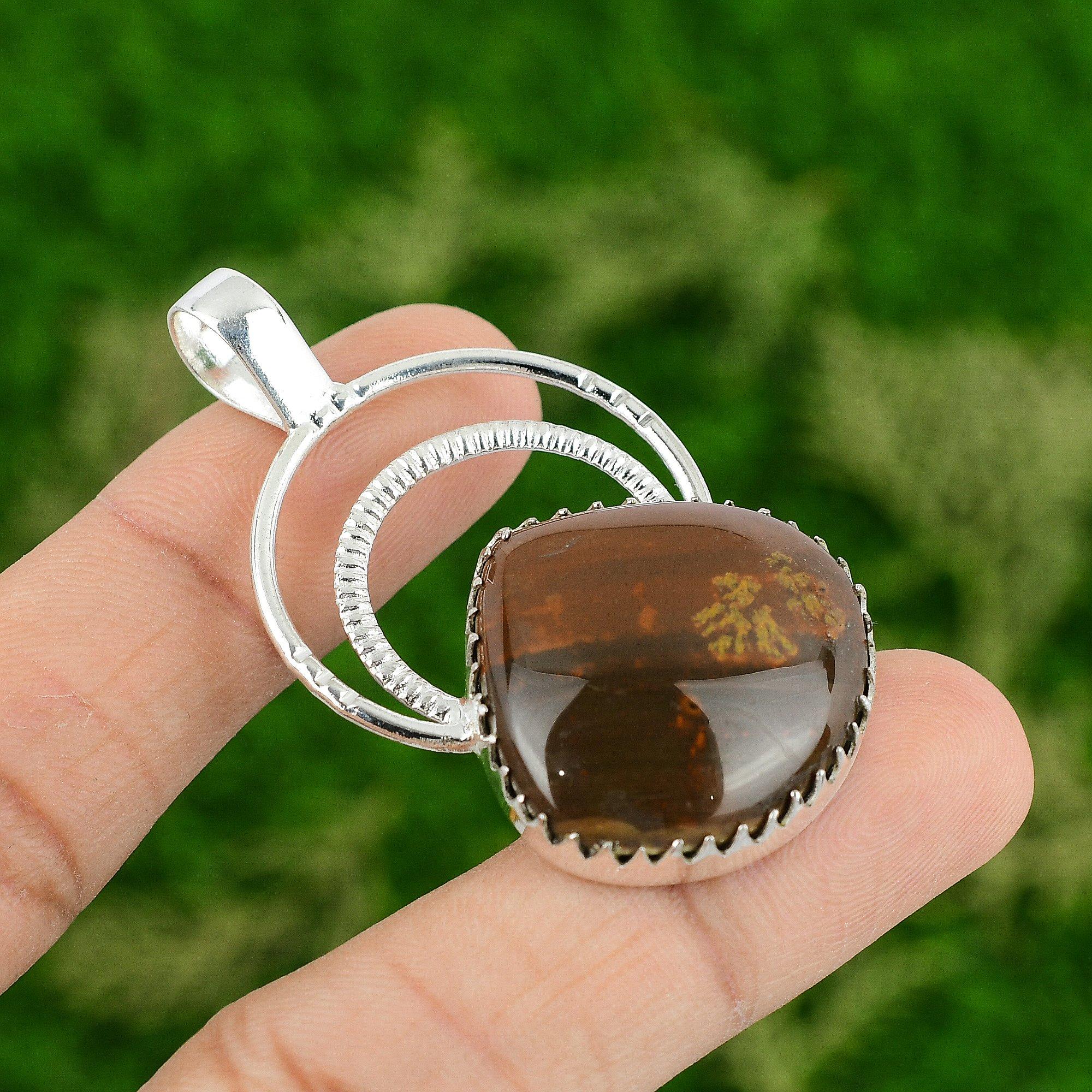 

Daughters Day Deal 925 Sterling Silver Red Snakeskin Jasper Stone Sister Pendant