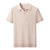 Men's 2025 Summer V-neck Polo - Casual Short Sleeve Pure Cotton Shirt with Pineapple Texture