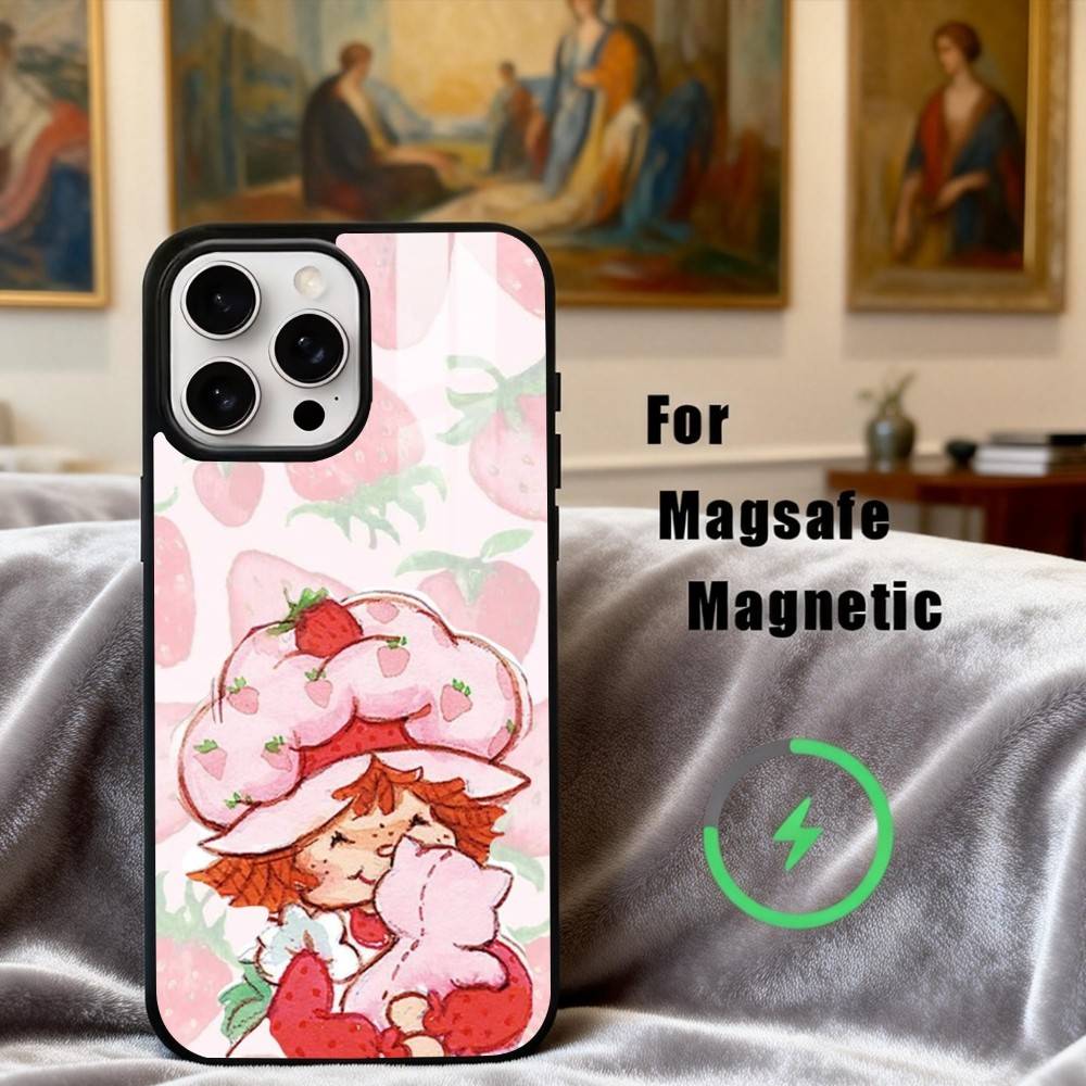 S-StrawberryS Vintage S-Shortcake Phone Case For iPhone17,16,15,14,13,12,11 Plus,Pro Max Magnetic For Magsafe Wireless Charging