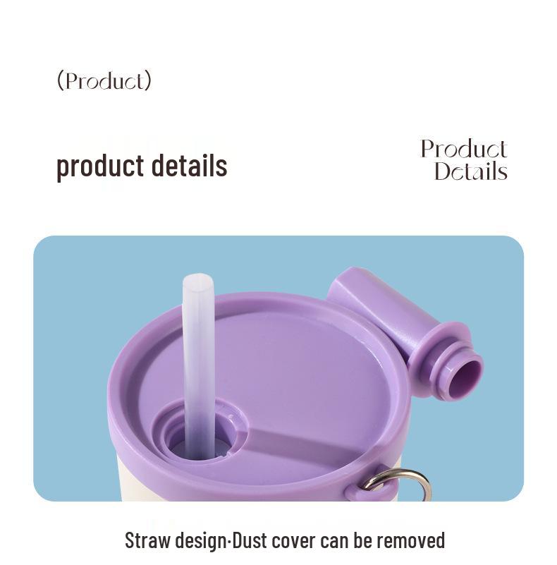 Gradient Stainless Steel Vacuum Insulated Coffee Cup with Straw and Rope Handle