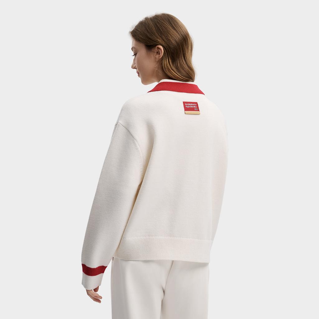 Fila CNY Fashionable Personality Trendy Classic Retro Casual Versatile Comfortable Warm Loose Knit Cardigan Blush Sweater Women Sweater F11W619417FWT