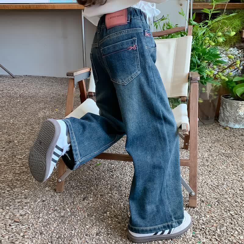 Girls Loose Wide-Leg Denim Jeans 160