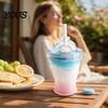 Ice Cube Beverage Cup Foldable Hockey Cup, with Straw And Lid, Leak Proof Portable Drink Food-Grade Silicone Summer Cold for Drinks Juice