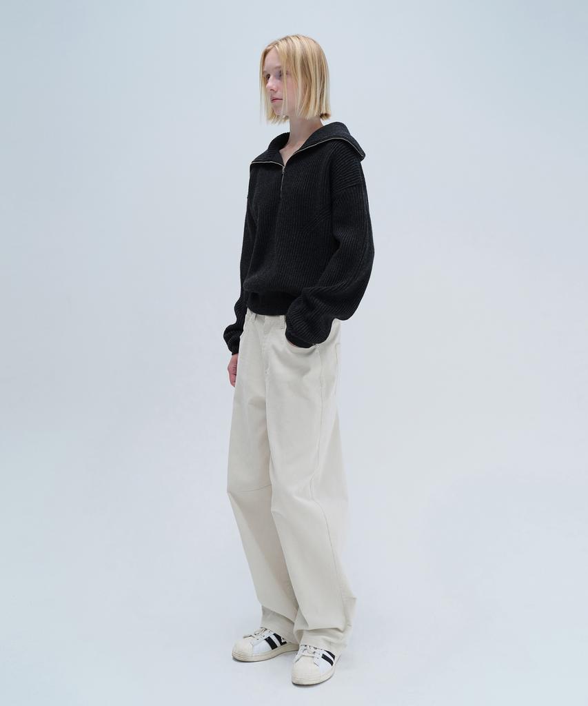Daiaegeuneol Sailor Half Zip Up Knit (Charcoal)
