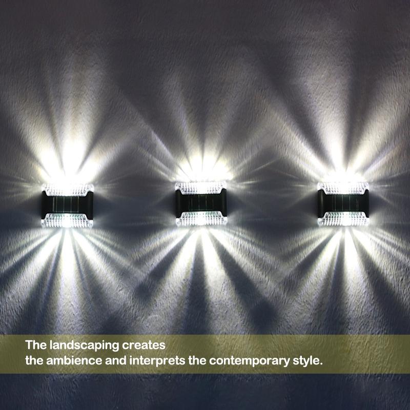 LED-Solar-Wandleuchte, Sonnenlicht im Freien, nach oben und unten leuchtende Beleuchtung, wasserdicht, energiesparend, Straßenlaterne, Hof, Balkon, Dekoration