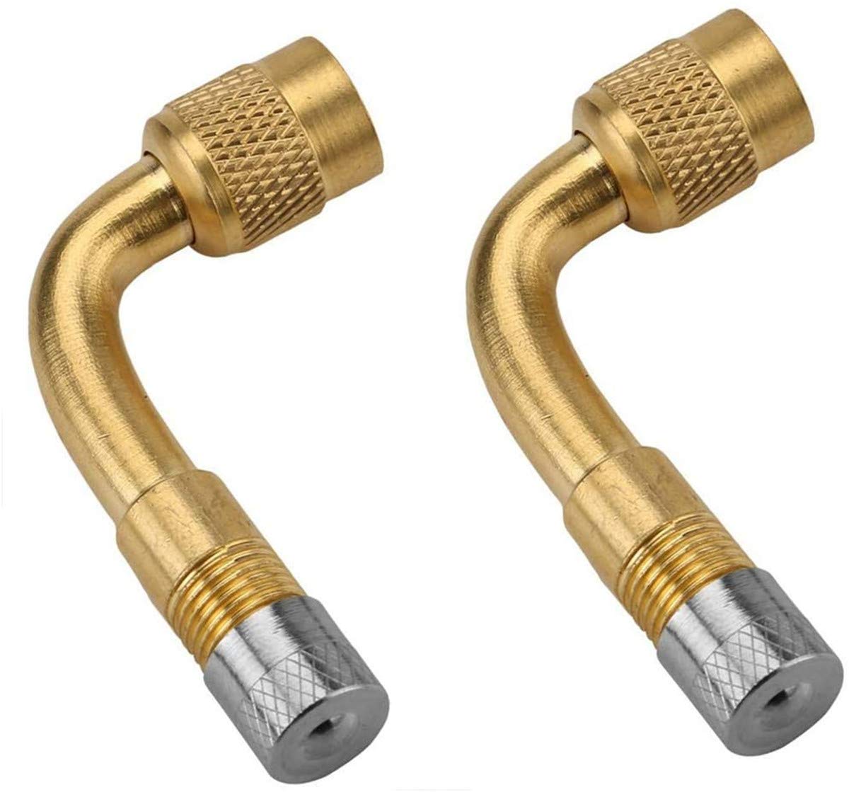 

[2 шт.] Мопедный 90° L-образный воздушный клапан для мотоциклов, подходит для транспортных средств с маленькими колесами, автомобильный воздушный насос золотой