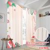 2Pcs,2D Plane Printing Minimalist Curtains Christmas Bell Presents Stocking Polyester Easy Install (Without Rod) Decorations