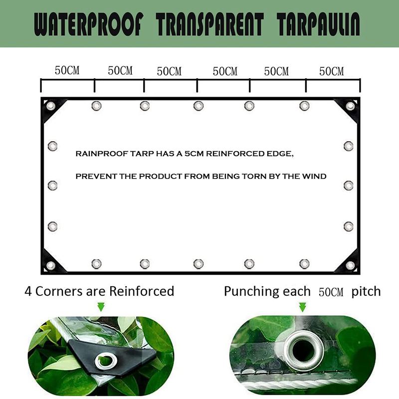 Prelată PVC Transparentă 0,35 mm Pânză Impermeabilă pentru Plăcintă Plante de Grădină Păstrare Cald Pânză Impermeabilă Ferestre Balcon Prelată Transparentă Husă de Ploaie
