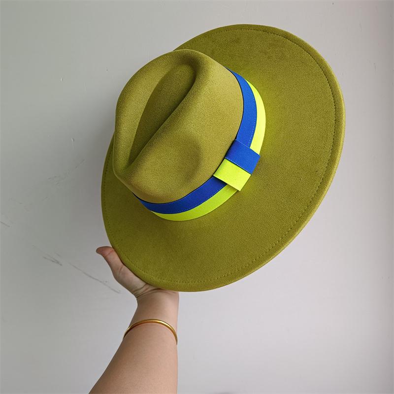 Elastisches Band Buntes Wildlederhut Herbst und Winter Damenfilzhut Breitkrempiger Hut Britischer Stil Retro Herrenhut Gorras Hombre