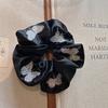 Elegant Headband, New Arrival, High-End Large Hair Ring, Charming Black Satin Butterfly Embroidery, Ponytail Hair Tie