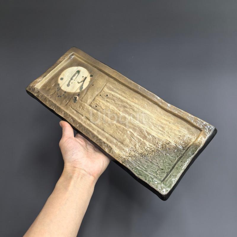 Japanese rectangle Ceramic Tableware Flat Dish Sushi Long sashimi Vegetable seafood Plate Skewer Dish Cuisine Tray Tableware