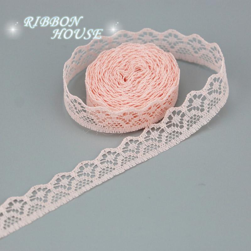 (20 Yards/roll) 15mm White Lace Fabric Webbing Decoration Packing Material Pink Red Blue