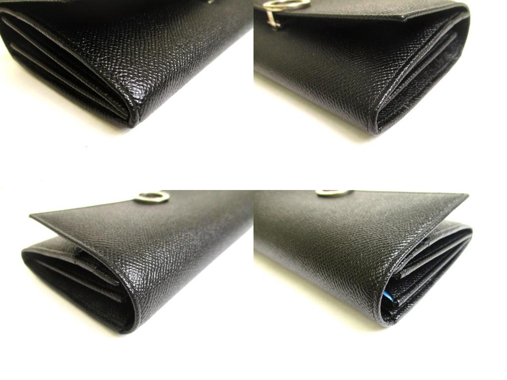 Authentic BVLGARI Black Leather Logo Clip Bifold Long Wallet #a842  Refurbished