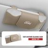 Car Clip On Glasses Case Leather Anti Scratch Visor Holder For Ford Focus mk2 mk3 mk4 Fiesta Ranger Mondeo S-MAX Kuga