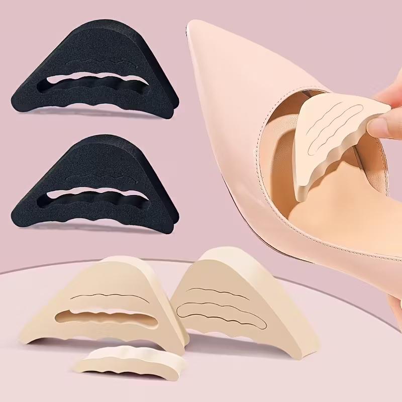 Soft Memory Foam Heel Inserts, 4pcs | Anti-Slip & Anti-Chafing Toe Pads for Heels, Beige & Black