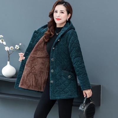 Jachetă de iarnă, îngroșată, caldă, din catifea, pentru femei, de iarnă, cu glugă, căptușită, subțire.