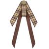 Vintage Brown Plaids Ribbon Bows Tie Brooch Pin for Women Girl Japanese Preppy Uniform Pre Tied Bowknot Corsage Necktie