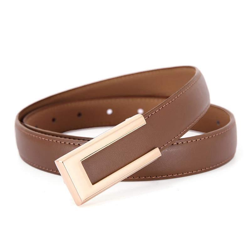 Genuine Leather Womens Fashion Belt With Smooth Buckle For Casual Wear