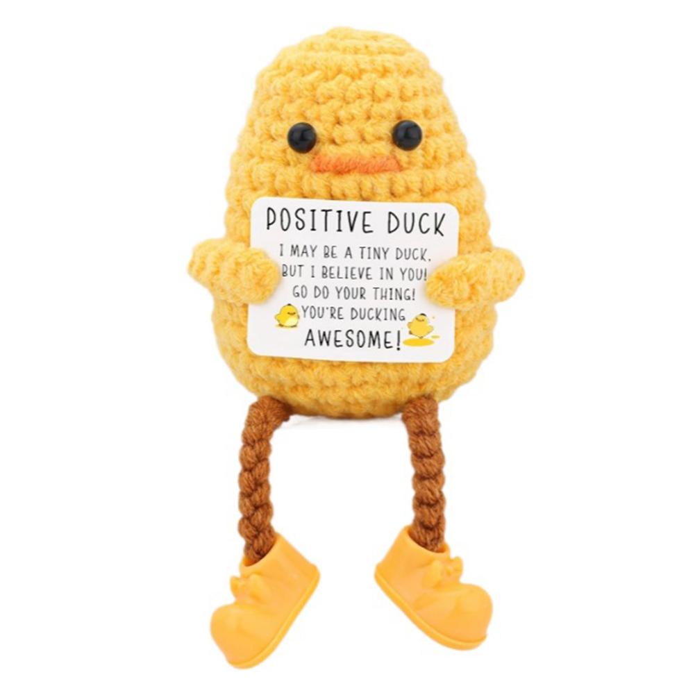 Cute Crochet Positive Energy Duck Reusable Handwoven Duck Energy Duck Ornament for Home Room Decor Birthday Gift