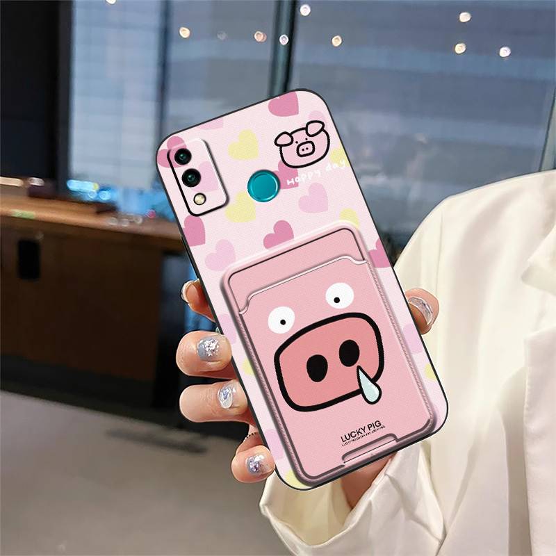 Cute TPU Phone Case For Huawei Honor 9X Lite Graffiti Full Wrap Card Sleeve Back Cover Cover Card Slot Dirt-resistant