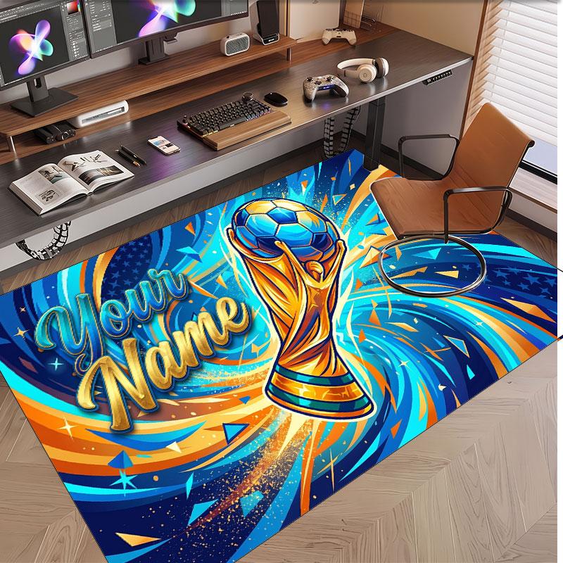 Celebration Theme Soft Crystal Velvet Rug Custom Name & Text Print Non Slip Floor Rug for Bedroom Living Room