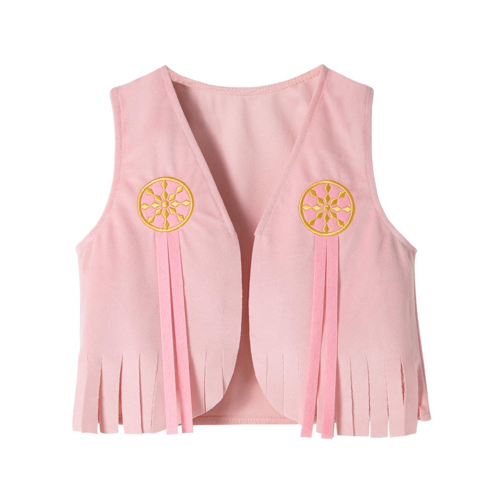 Children Pink Fleece Western Vest Set Role Play Outfit with Neckerchief Hat 80 розовый