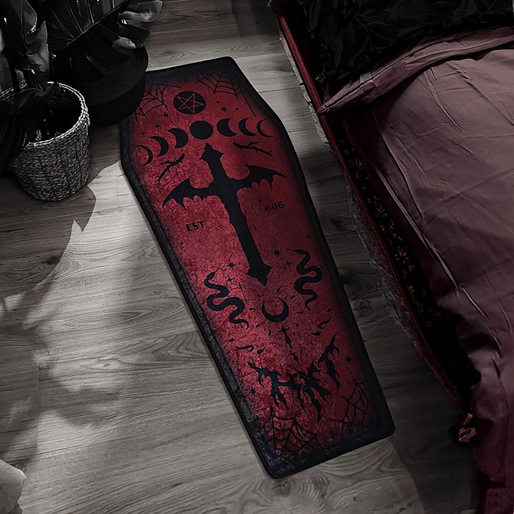 Coffin Bath Mat Halloween Rug, Gothic Home Décor Living Room Bathroom Bedroom Kitchen Coffin Halloween Doormat Horror Gift
