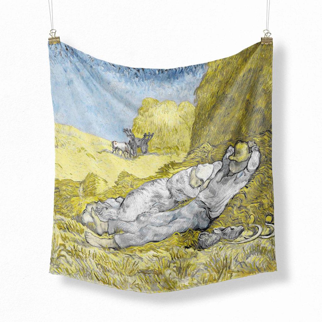 70cm Flower Oil Painting  New Spring Winter Silk Scarf Men Luxury Brand Designer Fashion Scarves Plaid for Women Scarf