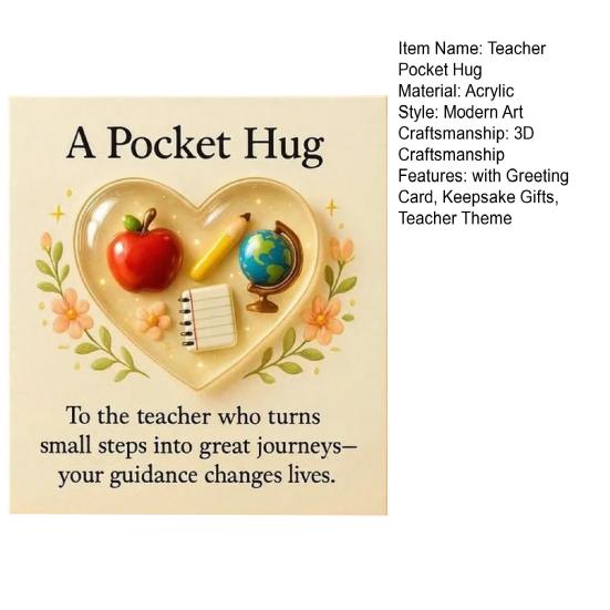 Yousheng Teacher Pocket Hug with Greeting Card Love Heart Shape Teacher Pocket Hug Token Thank You Teacher Appreciation Keepsake Gifts