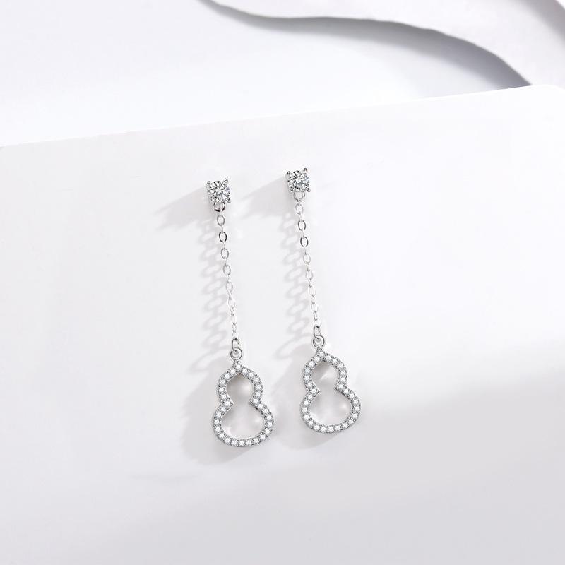 Hollow Gourd Fringed Stud Earrings Women's Fashion Light Luxury Niche Exquisite Ins Style High-end Earrings Women