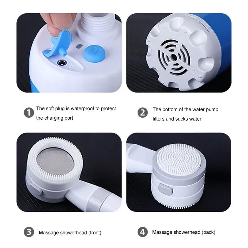 Pompa Doccia da Campeggio Portatile con Display Digitale 4000mAh Pompa Doccia Elettrica Ricaricabile Migliorata Campeggio Spiaggia Dormitorio