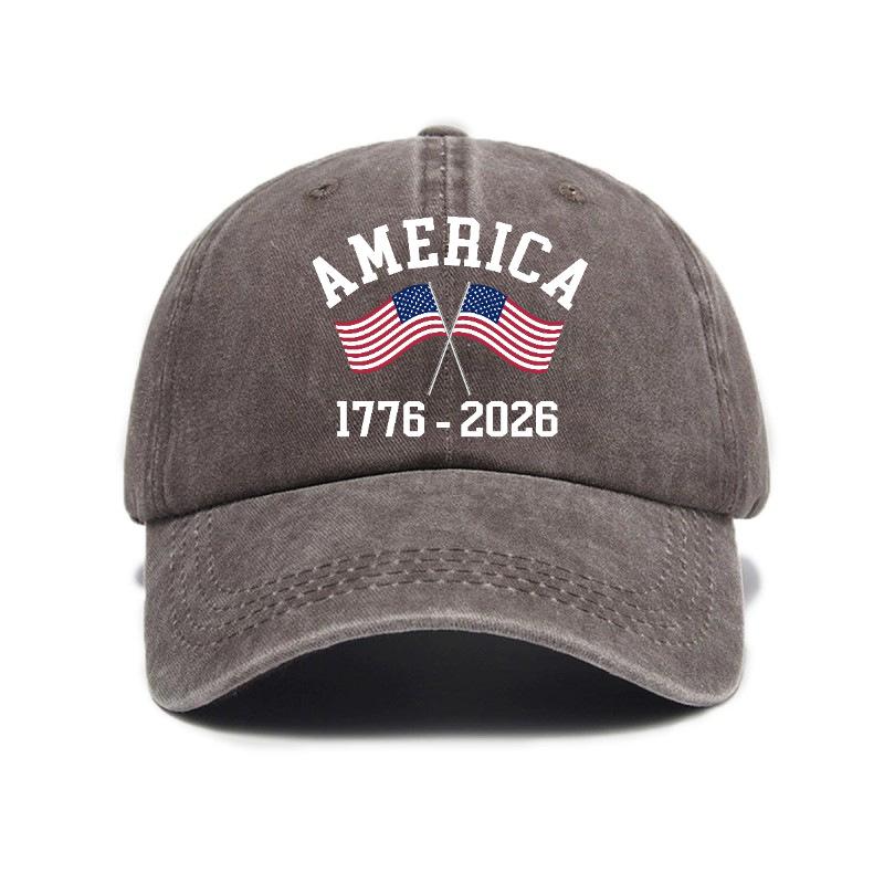Washed And Distressed Printed Baseball Cap for Adults pc Versatile Trendy American Th Anniversary Printed Washed And D