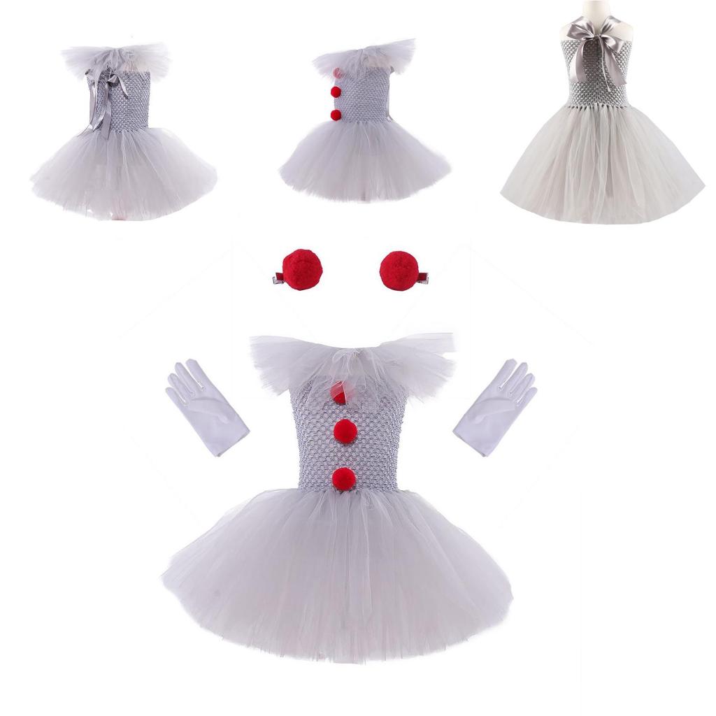 Set Vestito da Clown Principessa Scintillante per Spettacolo di Halloween per Bambini