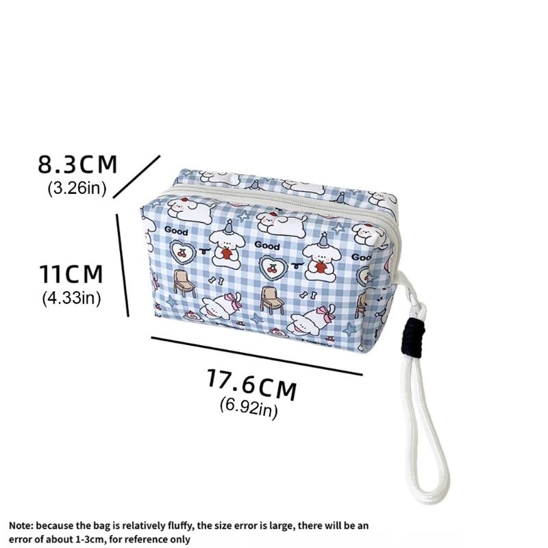 Creative Student Cosmetic Pouch With Cartoon Design Portable Hand Carry Water Resistant Polyester Makeup Organizers For Teens Women Daily Use