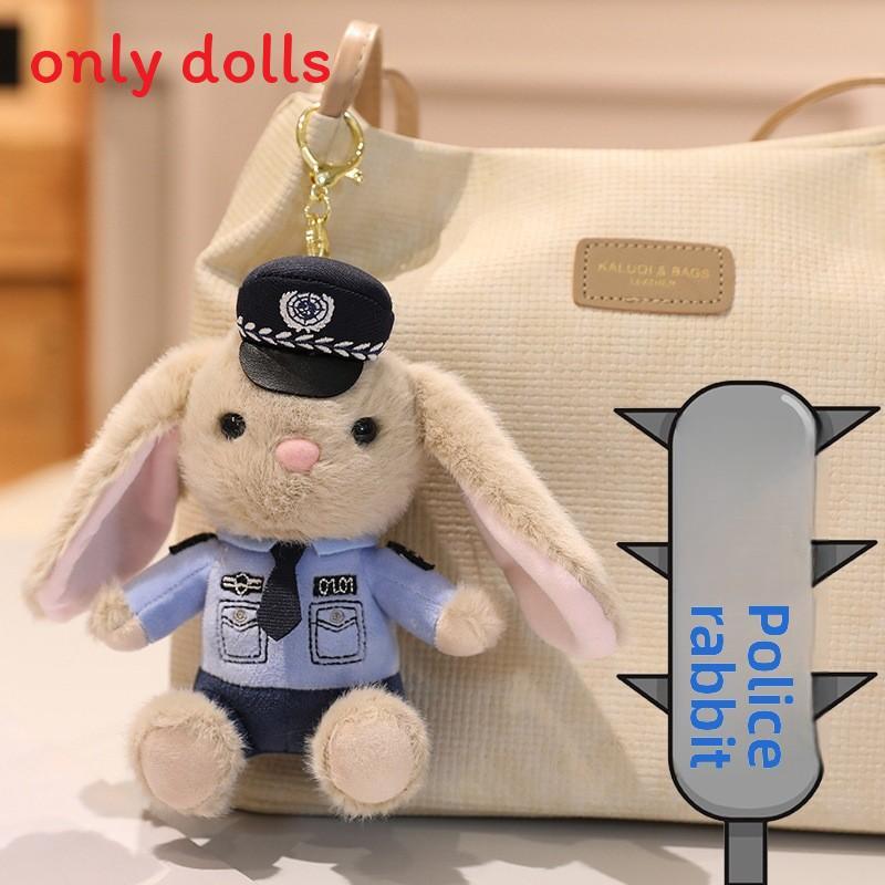 Plush Police Rabbit Keychain With Pp Cotton Filling For Kids And Collectors