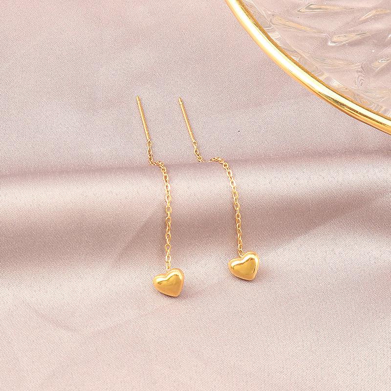 18K Gold Plated Titanium Steel Heart Earrings for Women