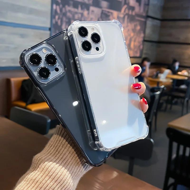 New Luxury Transparent Silicone Shockproof Case For iPhone 16 15 14 13 12 11 Pro Max Plus XR XS Max Soft Bumper Clear Back Cover