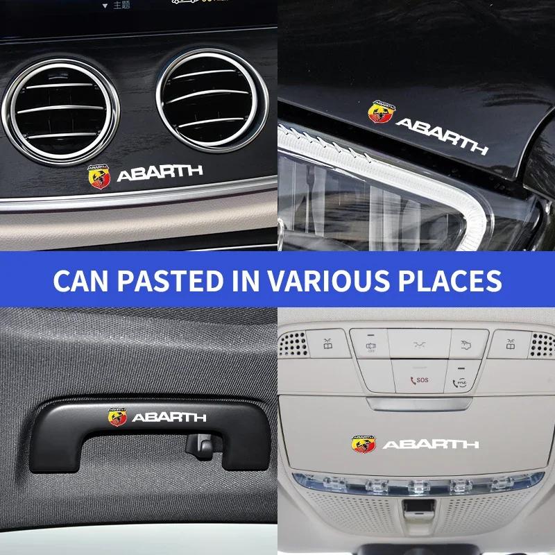 EHO4 Car Steering Wheel Badge Stickers Car Door Handle Label Decal For Fiat Abarth 595 Abarth 500 Abarth 124 Spider Car Accessories