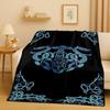 Retro Nordic Viking Totem Vegvisir Rune Valhalla Valknut Flannel Blanket,Ultra Soft Plush Throw for Home Bedroom Bed Sofa Cover