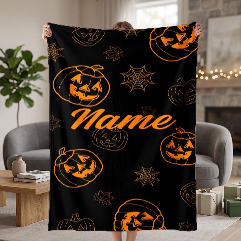 Halloween Custom Flannel Blankets Soft Warm Cozy Throws for Home Decor Holiday Gifts