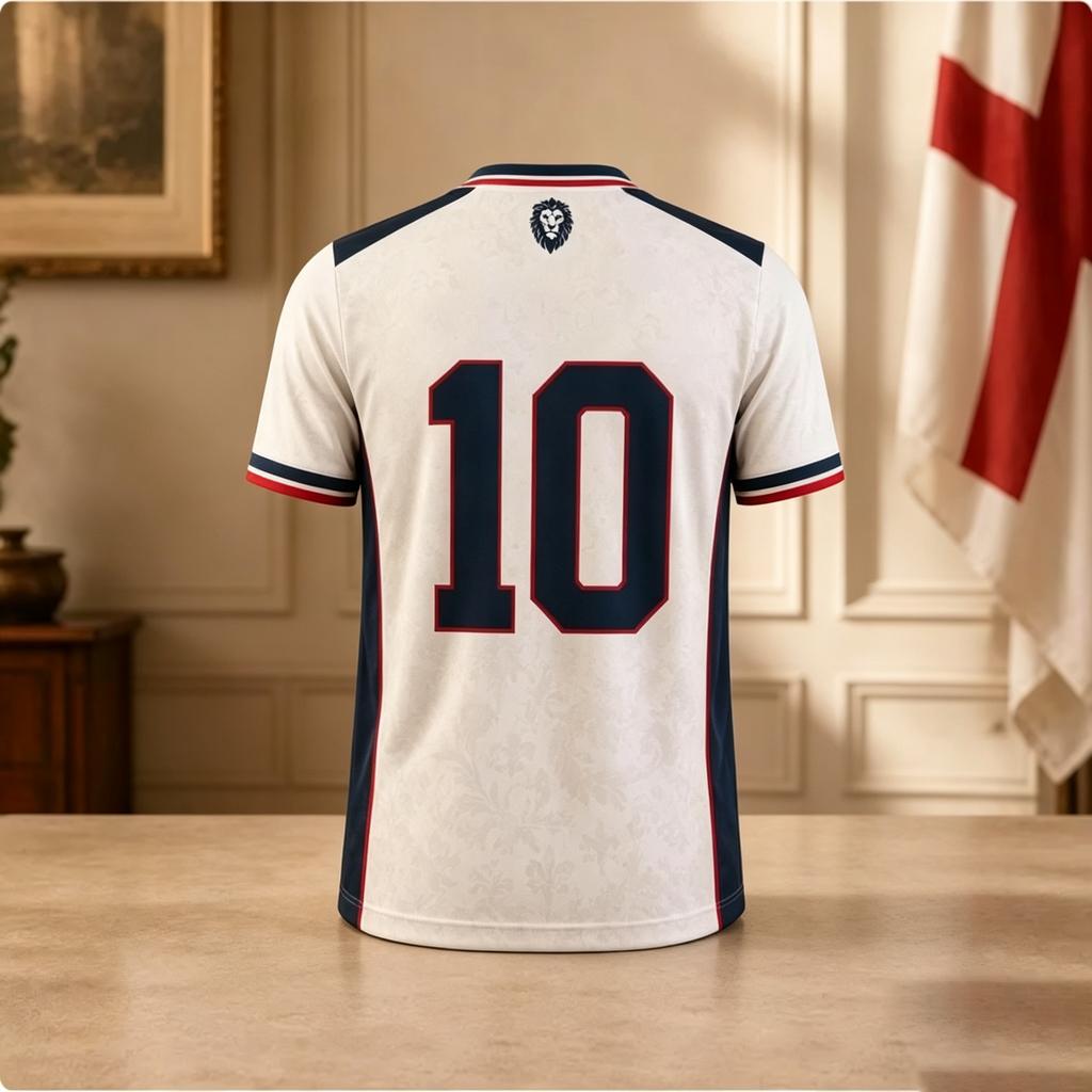 Men's England Lion Pattern Short Sleeve T-Shirt, Vintage 3D Print Breathable Quick Dry Sports Jersey Casual Football Tee
