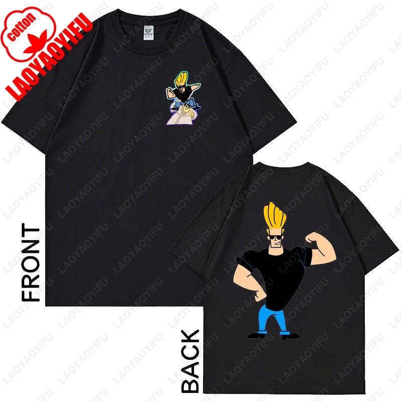 Johnny Bravo Cartoon Character Graphic TShirt Casual Cotton Unisex Women Fun Fashion Tees Brother Friend Couple All Match Gift Tops