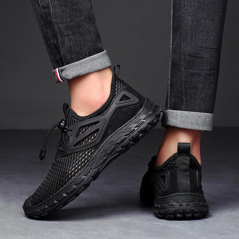Herren Wanderschuhe Schwarz Grau Autofahrerschuhe Freizeit zum Hineinschlüpfen Sommer Netz Outdoor Wanderschuhe Übergröße 45 46 47