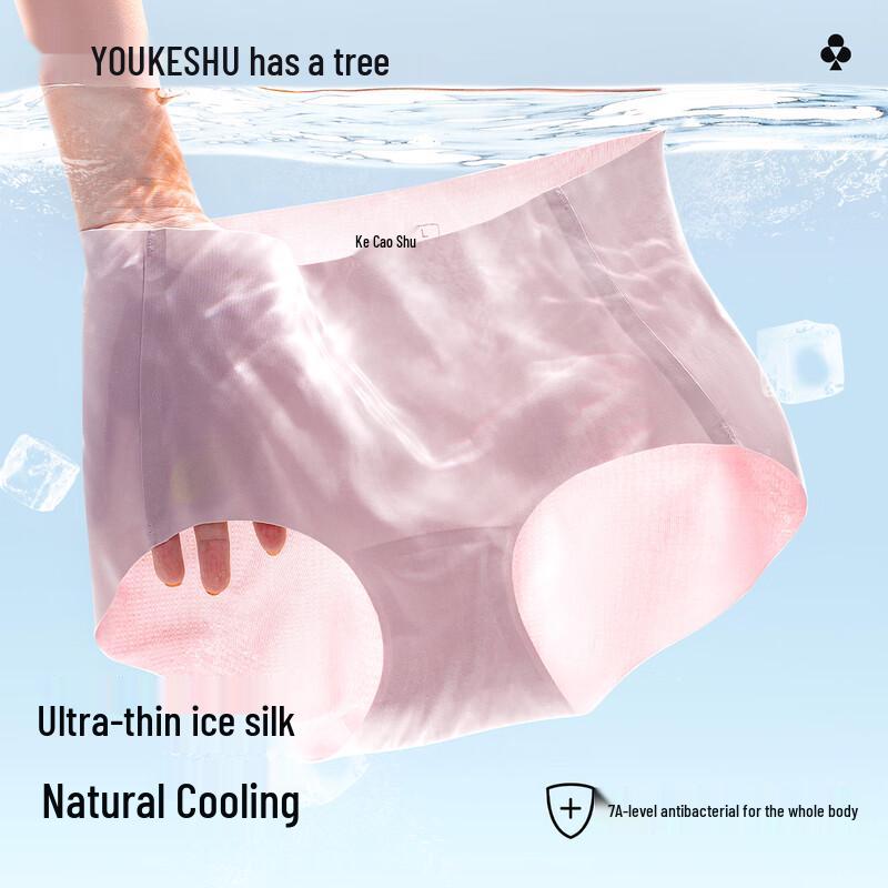 Youkeshu Women's Seamless Ice Silk Briefs 4-Pack