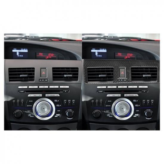 1x Carbon Fiber Car Front Center AC Vent Frame Cover Trim For Mazda 3 2010-2013